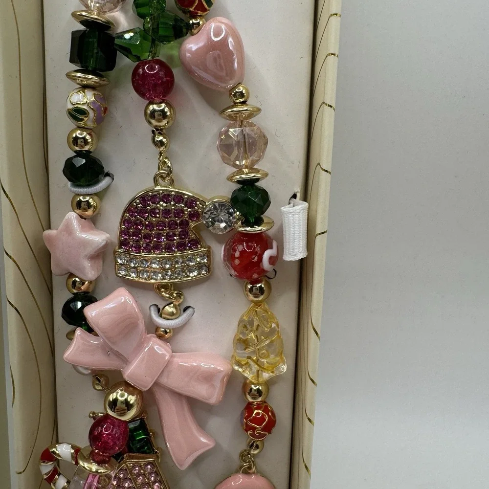 Eyecandy‎ Los Angeles NIB Christmas Charm Keychain Purse Charm Pink Gold